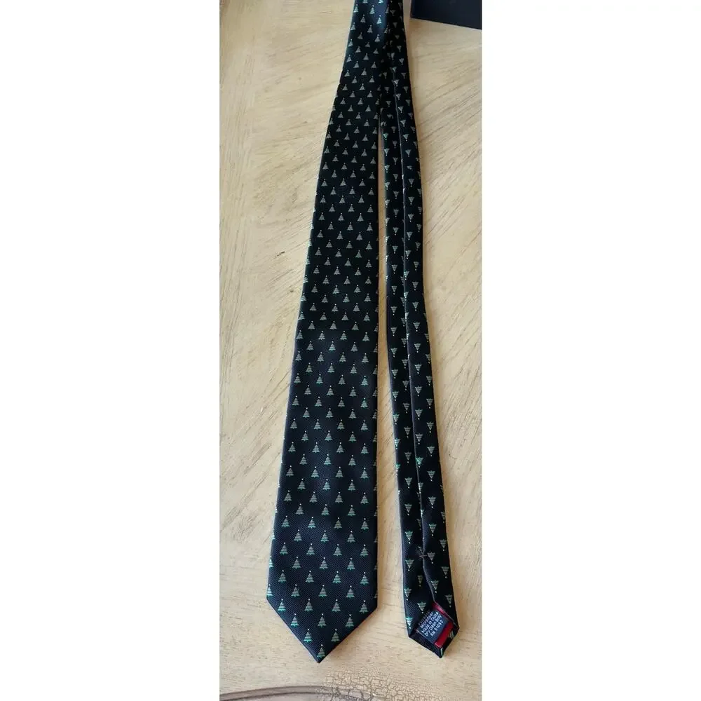 VTG Holiday Traditions Ties Christmas Red Black Silk Stripes Tree Necktie Lot 2